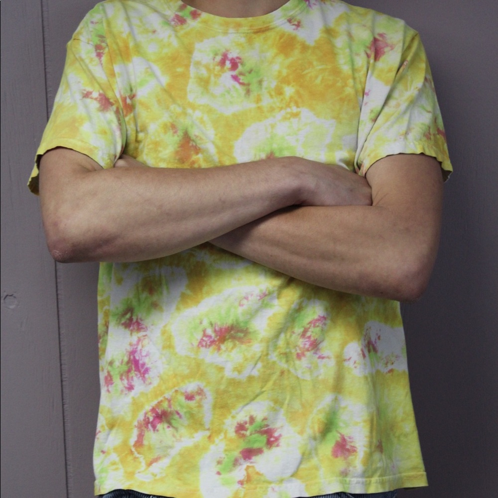 Yellow Pink & White Tie Dye Short Sleeve Tee